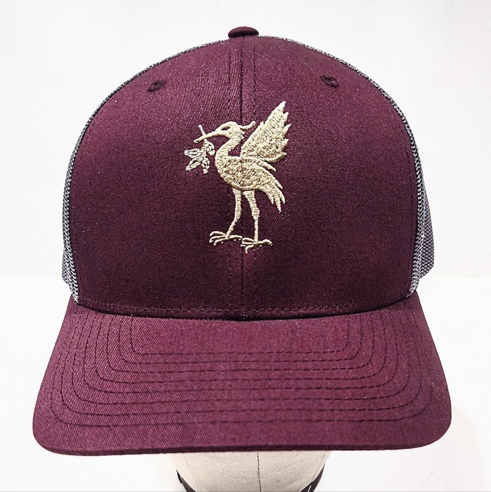 Liverpool Liver Bird Football Town Trucker Hat Soccer Burgundy Mesh Snapback Cap